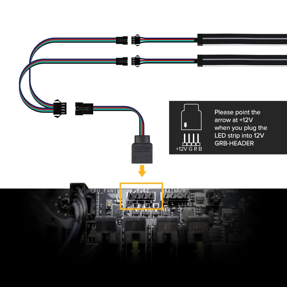 BTF-LIGHTING Neon RGB PC Strip 2 Pack 19.7 Inch - 12V 4Pin LED Light Strips Compatible with ASUS Aura Sync, Gigabyte RGB Fusion, MSI Mystic Light - Perfect for Gaming PC, Case Lighting & Custom RGB Setup