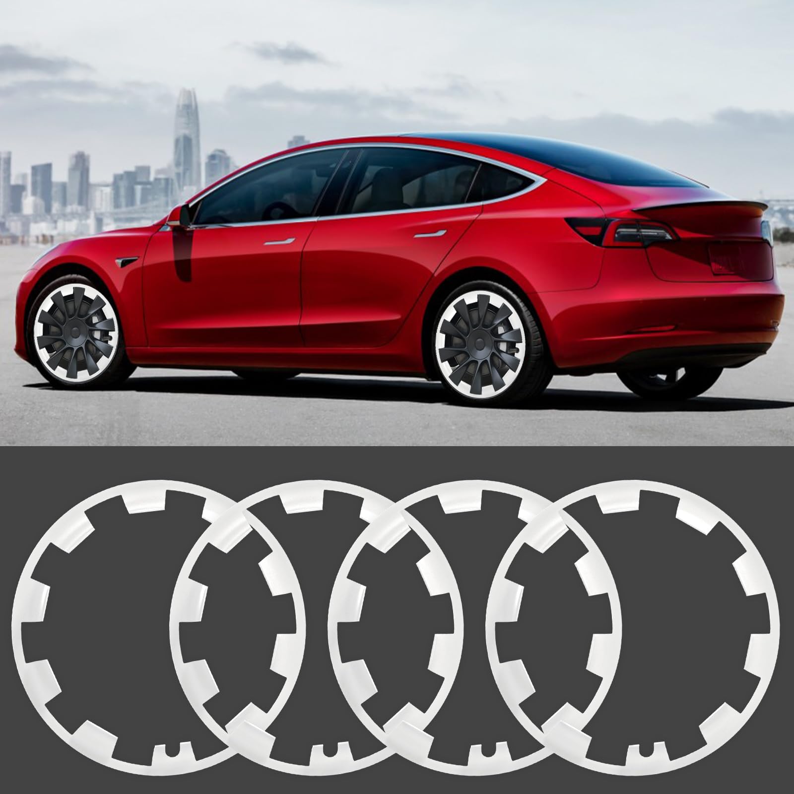5 PCS 20 Inch Tire Trim Rings for Tesla Model Y 2017-2024 - Wheel Rim Protector, Rim Guard, Hubcaps Cover - Durable Wheel Rim Protection Accessories for Enhanced Style and Safety on Roads
