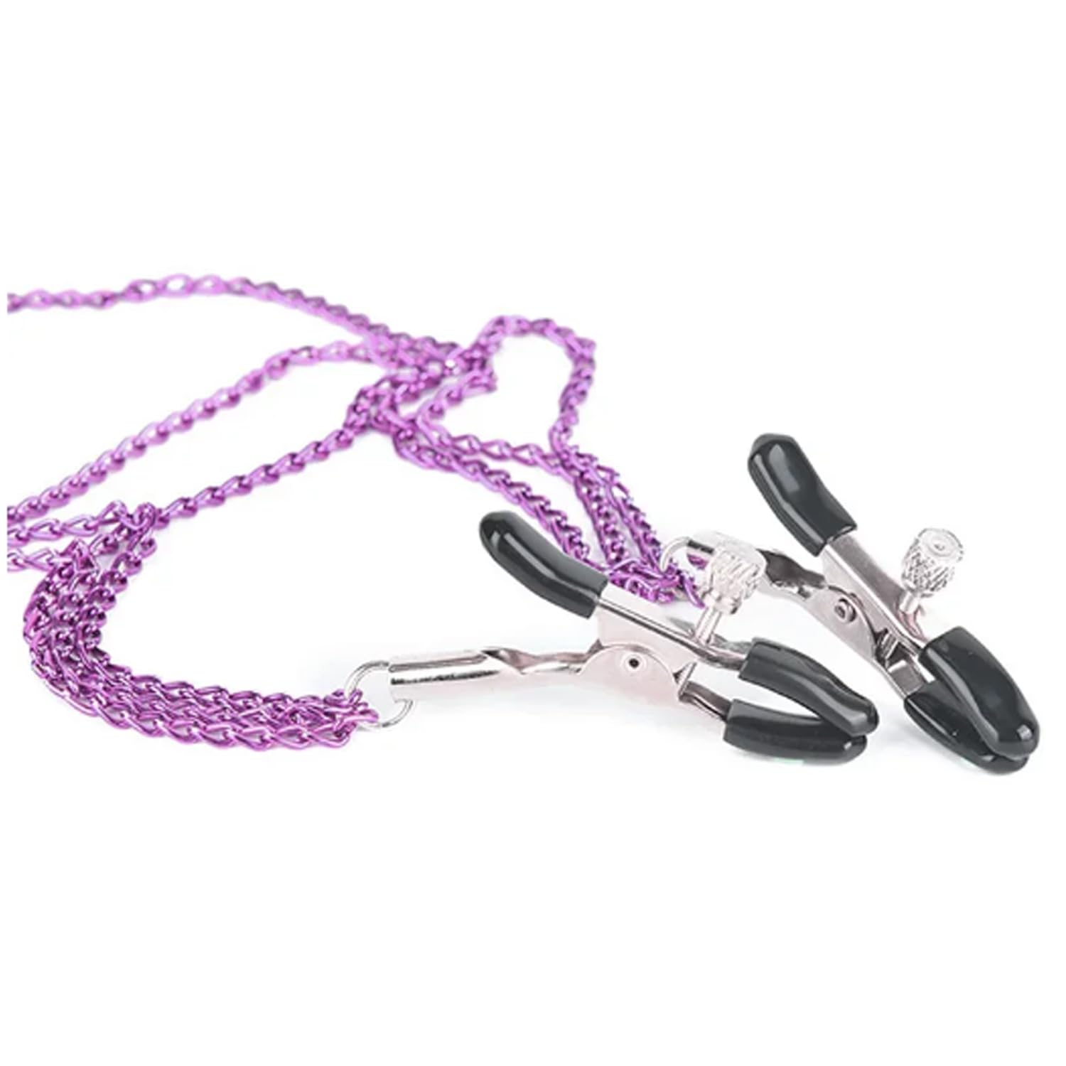 Adjustable Stainless Steel Nipple Clamps - 2PCS Non-Piercing BDSM Adult Toys with Chain for Couples | Sensual Play & Spice Up Your Intimate Moments