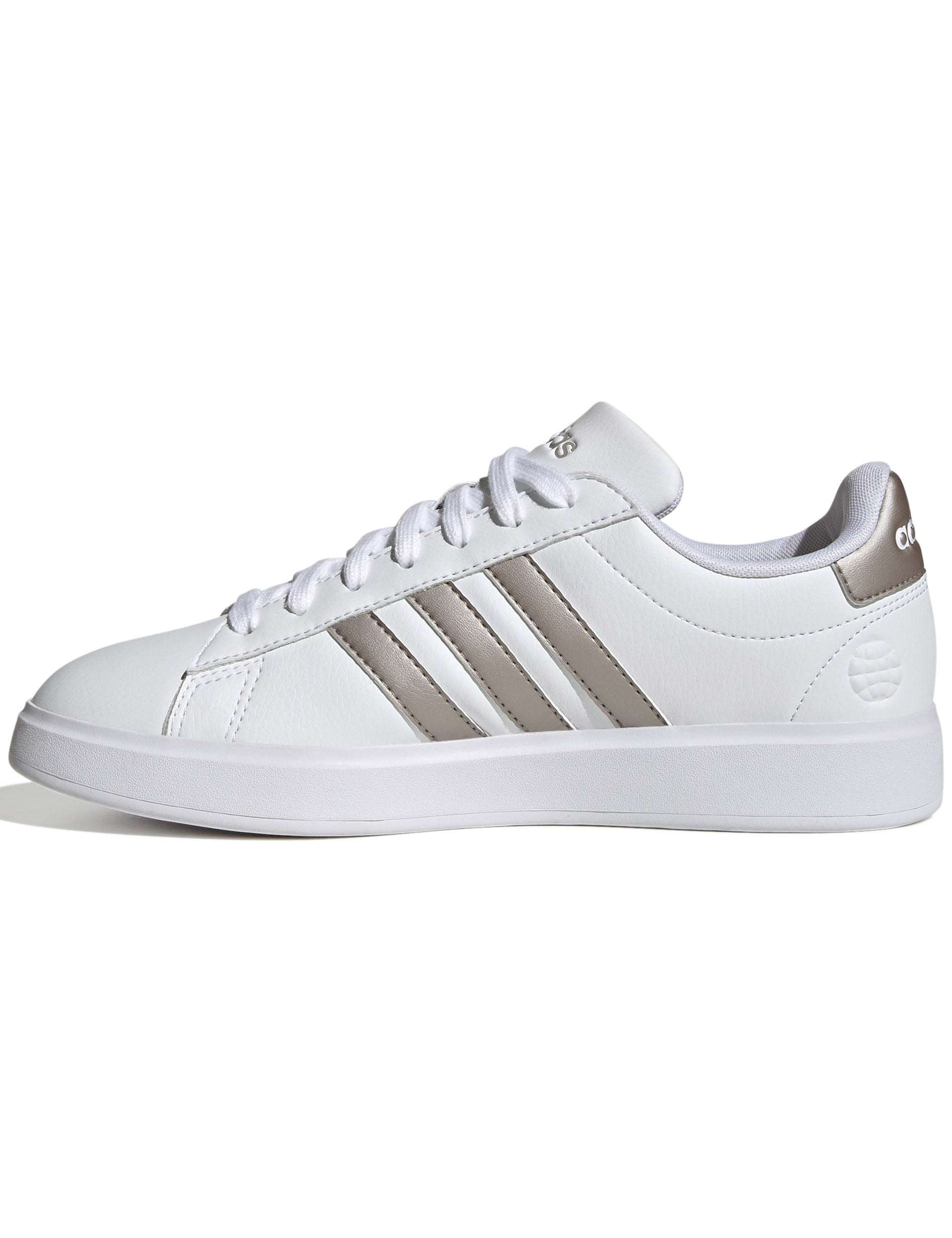 Adidas Grand Court 2.0 Sneakers - Cloud White/Platinum Metallic - Comfortable Tennis Shoes for Men & Women | Perfect for Casual Wear, Gym Workouts & Everyday Fashion