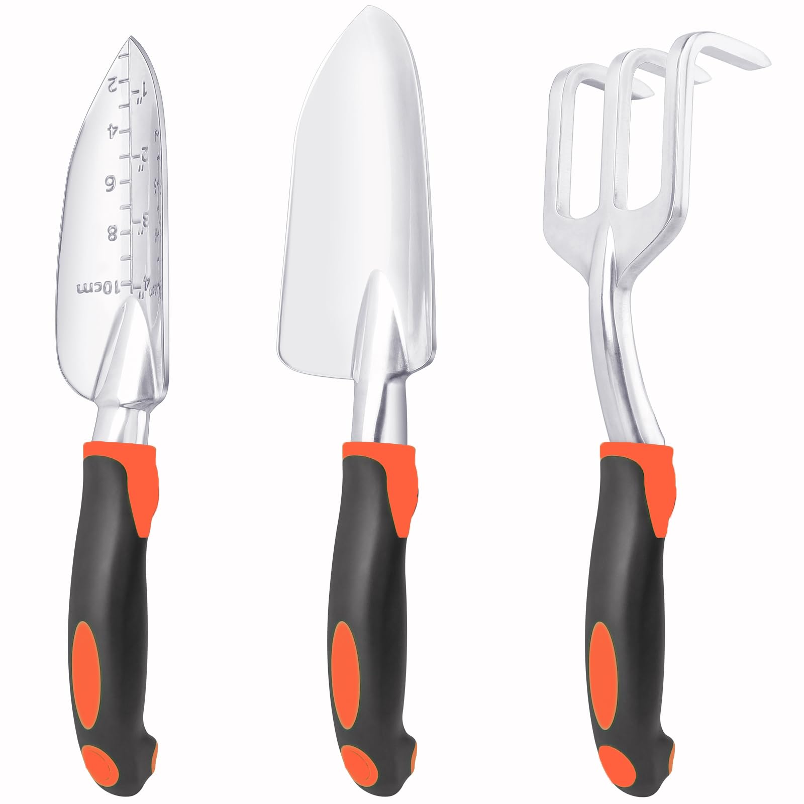 **3-Piece Heavy Duty Garden Tools Set - Aluminum Alloy Shovel, Trowel & Hand Rake with Ergonomic Handle for Planting, Weeding & Lawn Care - Ideal for Home Gardening, Landscaping & Outdoor Activities**