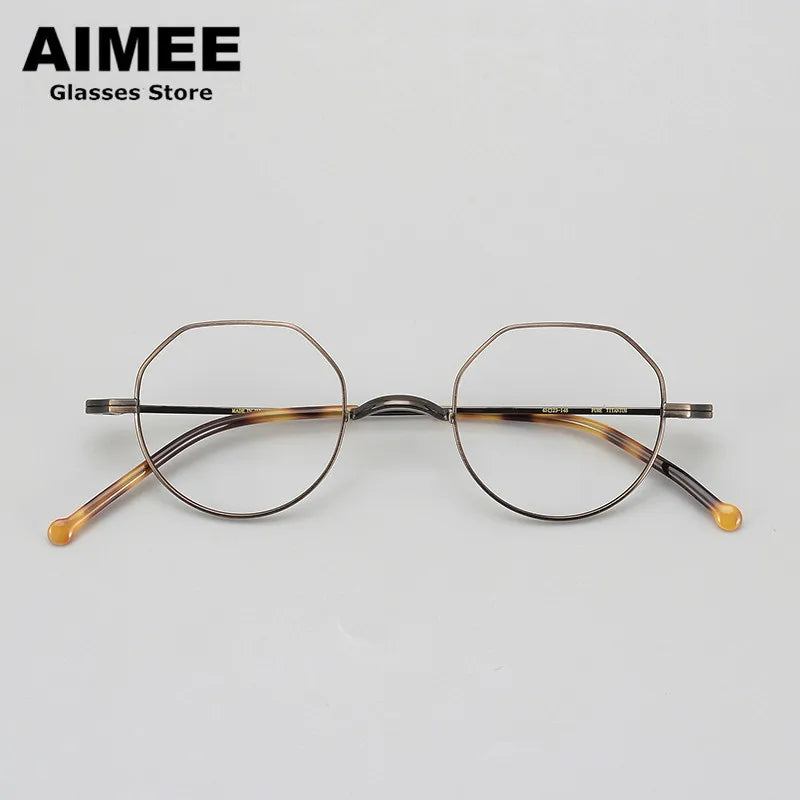 Stylish Aimee Unisex Full Rim Flat Top Round Titanium Eyeglasses Frame 88042 - Lightweight & Durable for Work, Reading & Everyday Wear