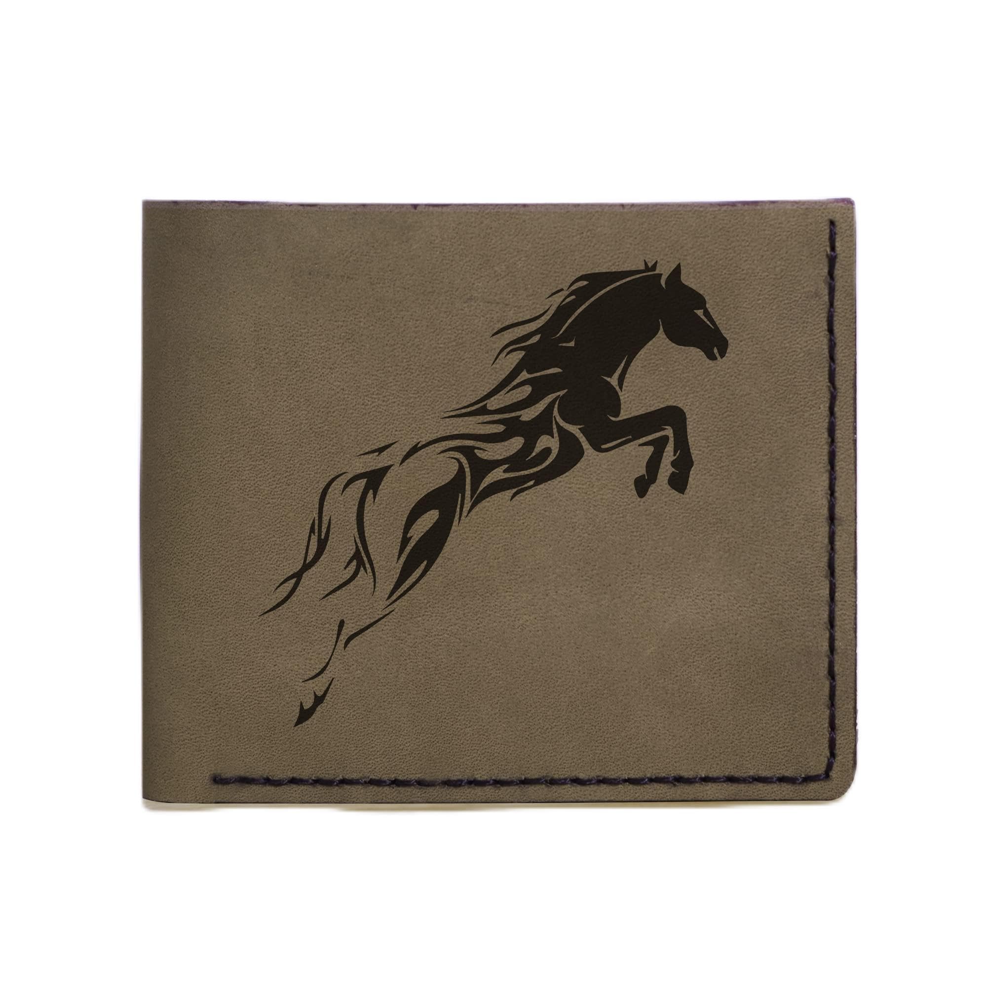 Genuine Handmade Pull-Up Leather Wallet for Men - Tribal Horses Design - Durable & Stylish for Everyday Use, Travel & Gifts