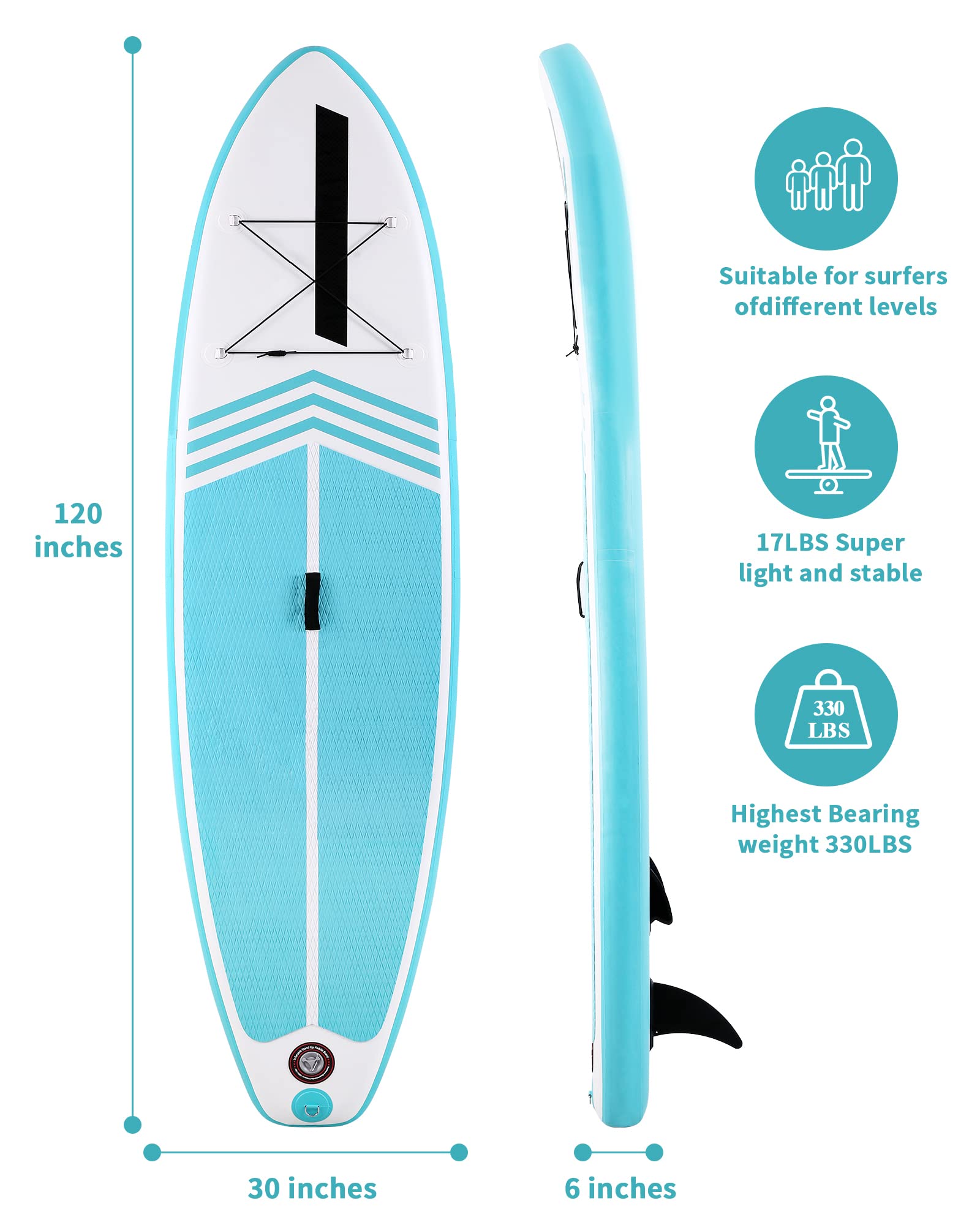 **Premium Inflatable Stand Up Paddle Board (SUP) for Adults & Youth - Includes Non-Slip Deck, Adjustable Paddle, Leash, Pump & Backpack - Perfect for Fishing, Yoga, Surfing & Water Sports**