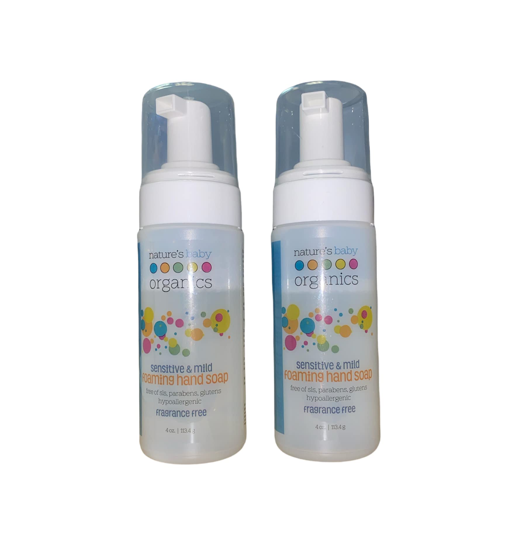 Nature's Baby Ultra Mild Foaming Hand & Face Wash for Sensitive Skin - Tear Free, SLS Free, pH Balanced, Fragrance Free - 4 oz (2 Pack) - Gentle Cleanser for Babies & Kids During Playtime, Meals & Bedtime Routine