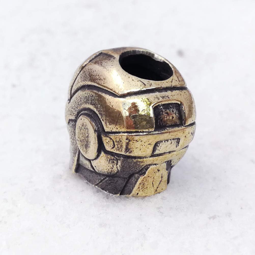 Iron Man Helmet Paracord Bead - Metal Hand-Cast EDC Pendant for Knives & Lanyards - Outdoor Survival Gear