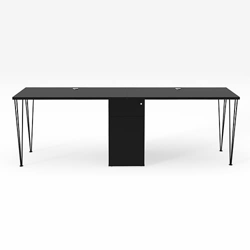 Double Hairpin Leg Desk with Pedestal - 96