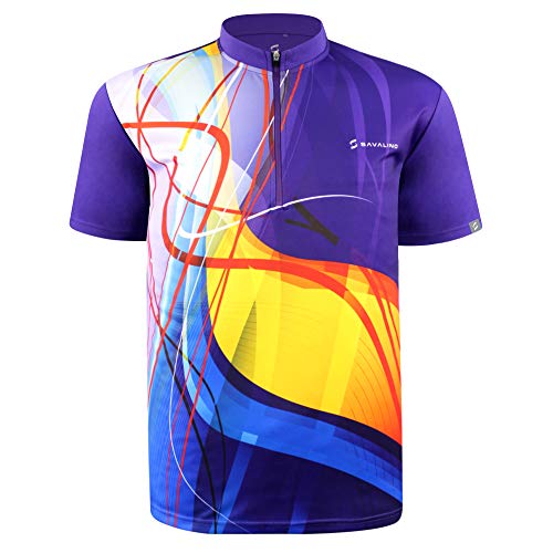 SAVALINO Men's Sublimation Bowling Jersey - Quick Dry Performance Shirt for Bowling & Sports (S-6XL, Blue) - Perfect for Tournaments, League Play & Casual Bowling Nights