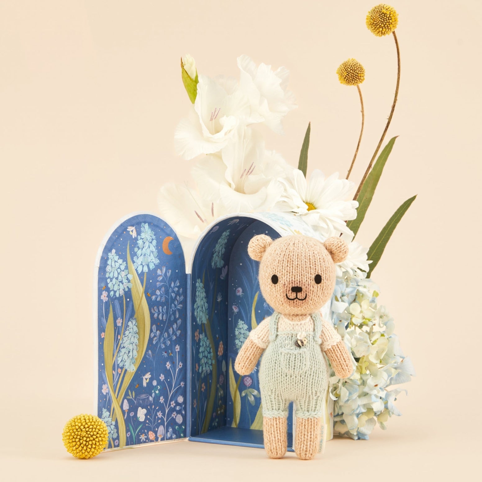 Cuddle + Kind Tiny Charlie the Honey Bear Handmade Knit Doll - Donates 10 Meals to Children in Need | Perfect Baby Shower Gift & Nursery Decor