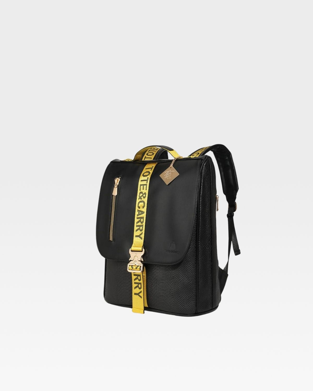 Black & Yellow Caution Tape Backpack - Durable Safety Themed School Bag for Students, Construction Workers & Outdoor Enthusiasts