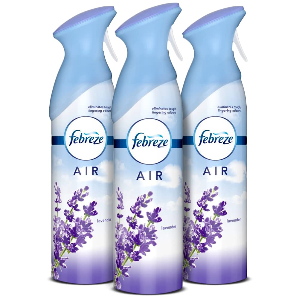 Febreze Air Freshener Spray - Lavender Scented Odor Eliminator, 300ml (3 Pack) | Long-Lasting Home & Car Air Freshener for Bathroom, Bedroom, Office & Pet Areas