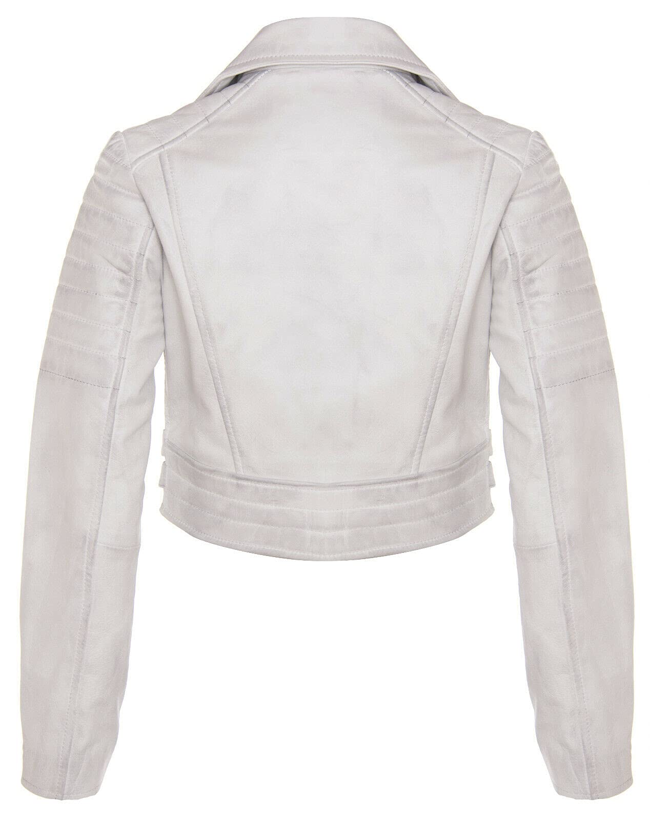 Women's Real Leather Cropped Biker Jacket - Gothic Chic Short Body Jacket for Casual Outfits & Night Out