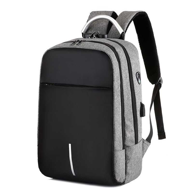 Stylish Waterproof Laptop Backpack with USB Charging Port - Unisex Travel & Work Bag for Women & Men (Grey, Medium) - Perfect for Office Commute, Nursing School & Business Trips