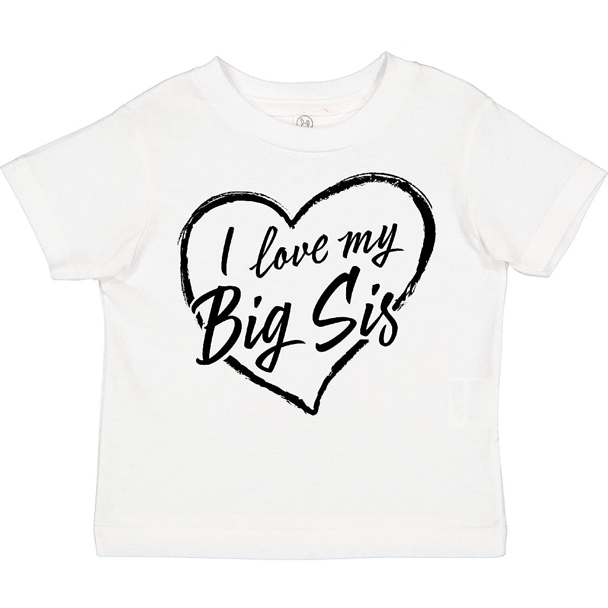 Inktastic I Love My Big Sis Black Chalk Heart Toddler T-Shirt - Cute Sibling Matching Outfit for Toddlers & Kids