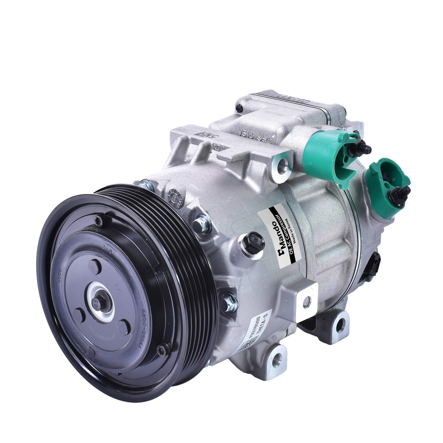 Original Equipment Mando 10A1465 AC Compressor with Clutch - Pre-filled Oil for Car & Truck Air Conditioning System Repair | Compatible with Multiple Vehicle Models | Perfect for DIY Mechanics & Auto Shops