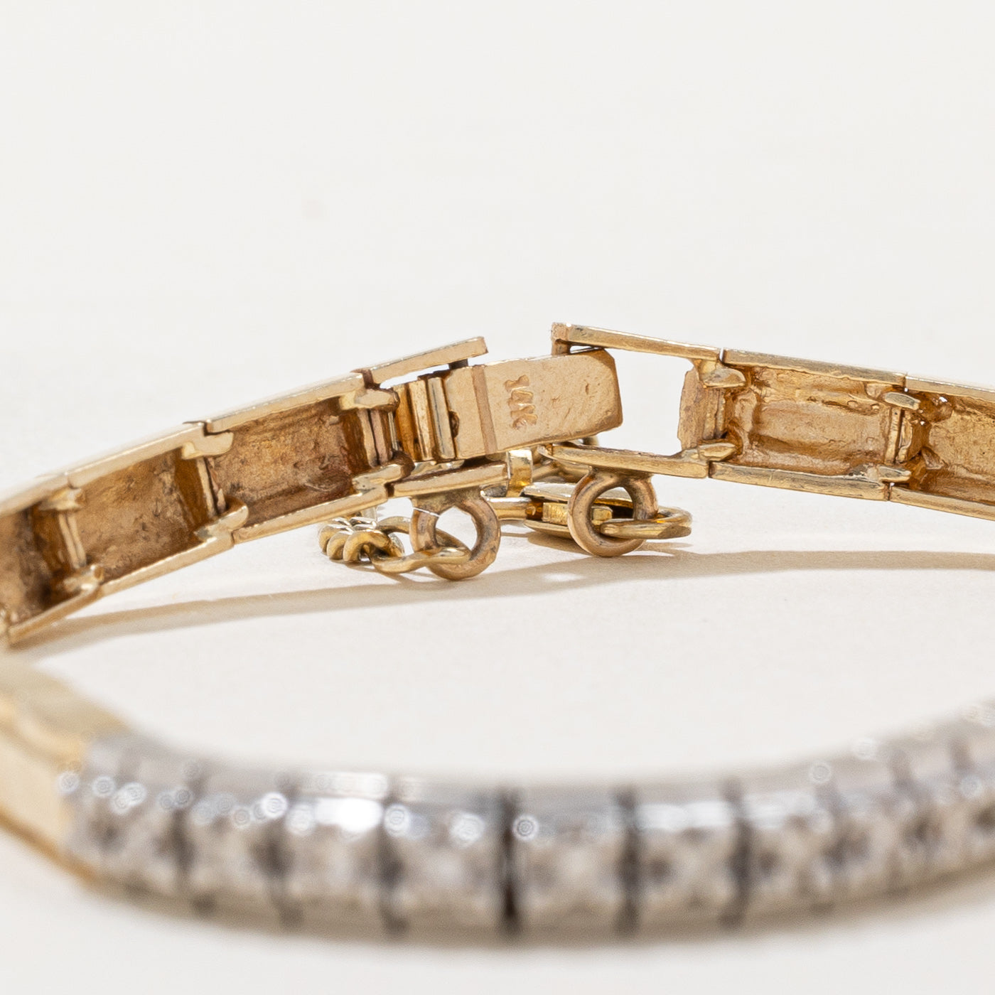 Two Tone Gold Illusion Diamond Bracelet for Women | 0.27ctw Diamond Tennis Bracelet | 7.5 Inch Adjustable | Perfect for Weddings, Anniversaries & Special Occasions