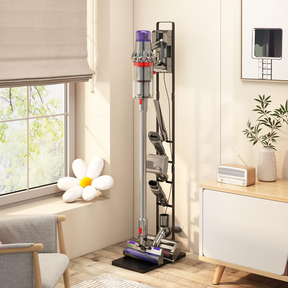 Foho Vacuum Stand Holder - Stable Storage Bracket for Dyson V15, V11, V10, V8, V7, V6 Cordless Handheld Vacuum Cleaners & Accessories - Perfect for Home, Office, and Garage Organization