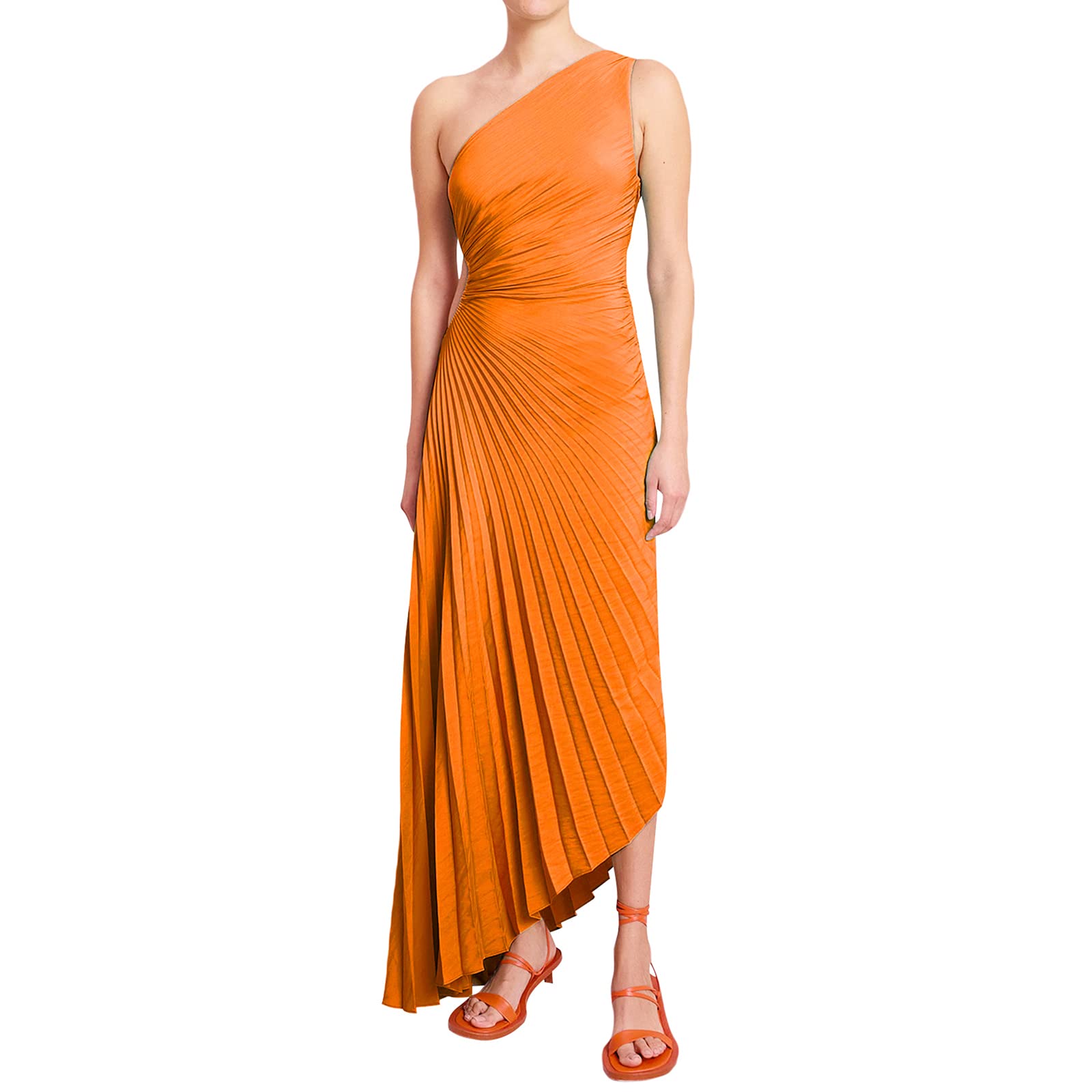 Elegant One Shoulder Maxi Dress for Women - Sleeveless Boho Long Dress with Floral Print & Hollow Cutout Waist | Perfect for Beach Parties, Summer Vacations & Special Occasions