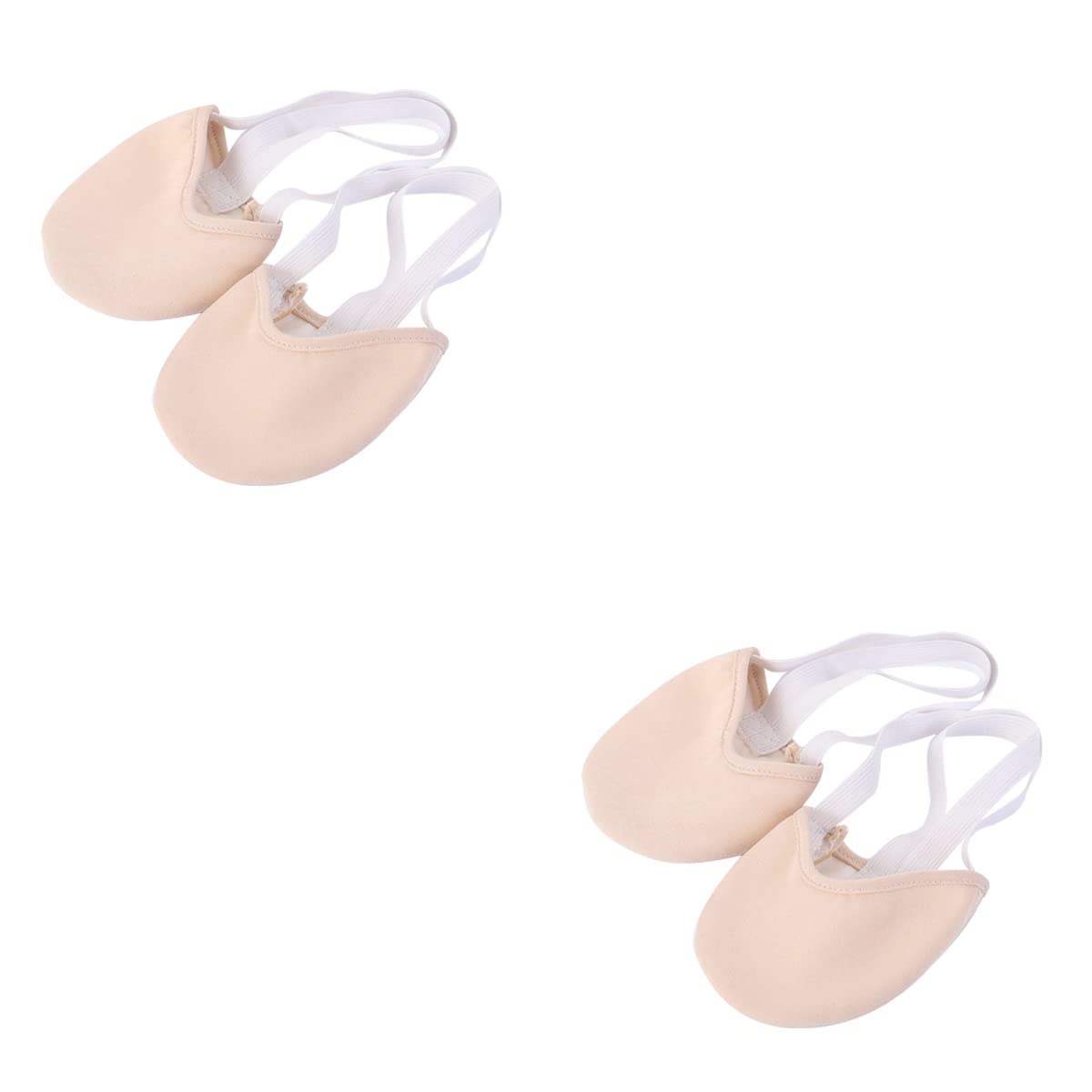 BESPORTBLE Women's Ballet Shoes - 2 Pairs Half Sole Dance Shoes for Ballet, Jazz, Lyrical & Ballroom - Soft Canvas Ballet Flats for Practice & Performance - Beige