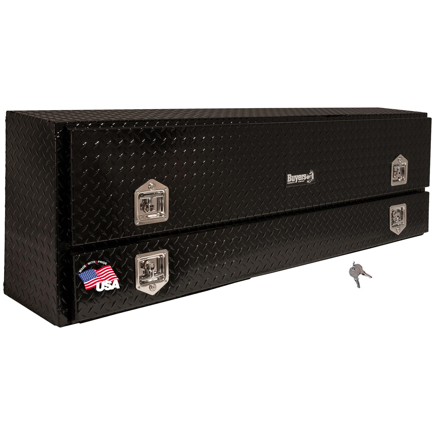 **1725640 Black Aluminum Diamond Tread Truck Tool Box – 72 x 21 x 13.5 Inch Lockable T-Handle Storage Box with Lower Compartment – Durable Contractor Tool Organizer for Pickup Trucks & Work Vans**    *(Perfect for Secure Tool Storage, Jobsite Organization & Heavy-Duty Work Equipment Protection)*