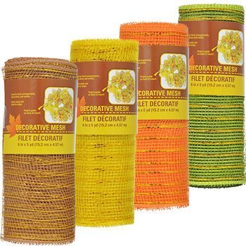 Fall Autumn Thanksgiving Harvest Pumpkin Mesh Decorations - 5 Yard Rolls, Set of 4 - Perfect for Table Runners, Wreaths & Seasonal Home Decor