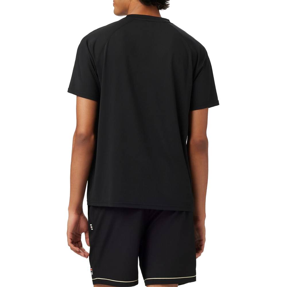 Fila Men's Short Sleeve Crewneck T-Shirt - Breathable Cotton Tee for Casual Wear & Gym Workouts (Black)