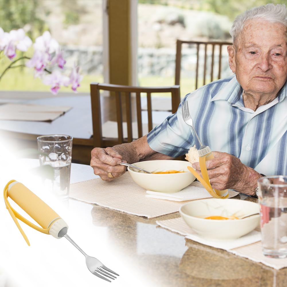 Weighted Non-Slip Adaptive Utensils for Elderly & Disabled - Stainless Steel Easy Grip Spoons & Silverware Set for Hand Tremors, Parkinson's & Arthritis - Ideal for Independent Eating & Daily Kitchen Use