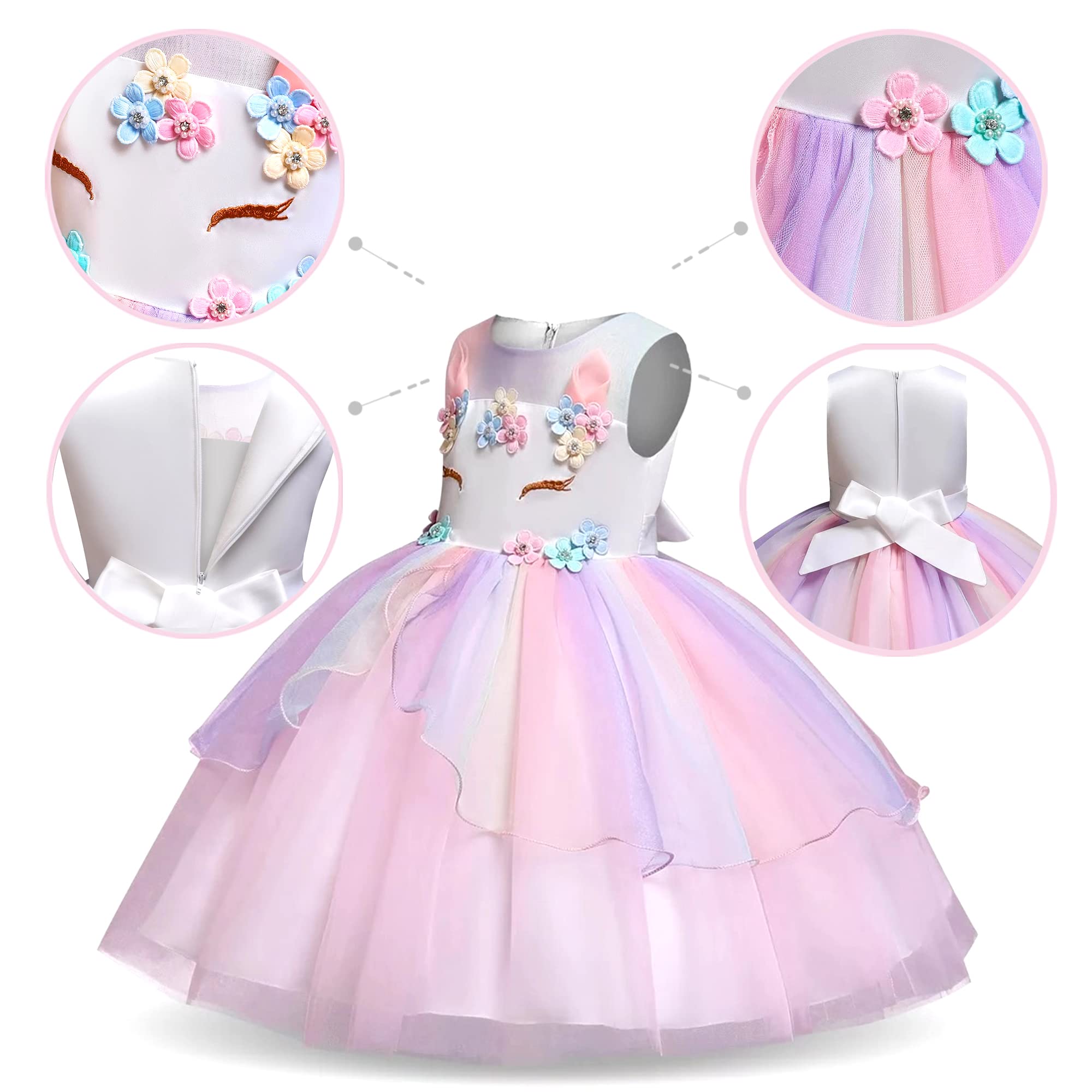 Unicorn Princess Dress Up Costume Set for Girls – Sparkly Tutu Dress, Tiara & Jewelry for Birthday, Halloween & Pretend Play