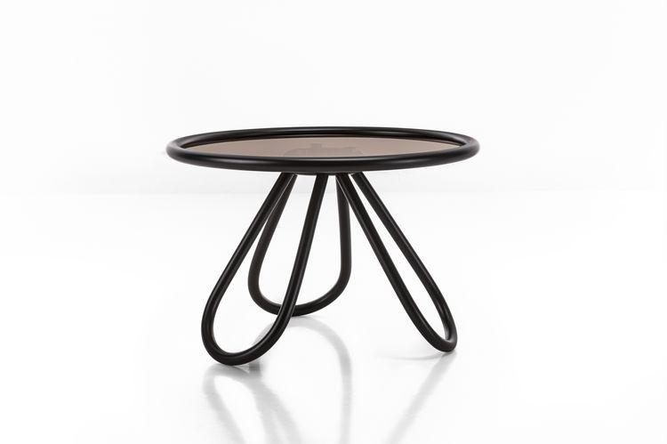 GTV Arch Bentwood Coffee Table with Glass Top - Modern Mid-Century Design for Living Room, Lounge & Office Decor
