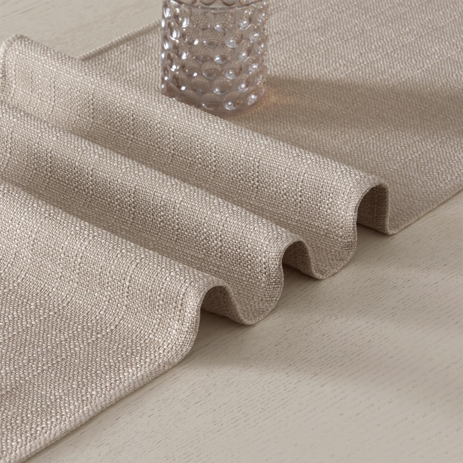 Waterproof Washable Linen Style Table Runner for Kitchen, Coffee Table, Dresser - Thanksgiving Christmas Wedding Decor - Indoor & Outdoor Use - Beige 14x118 Inches - BALCONY & FALCON Home Decor