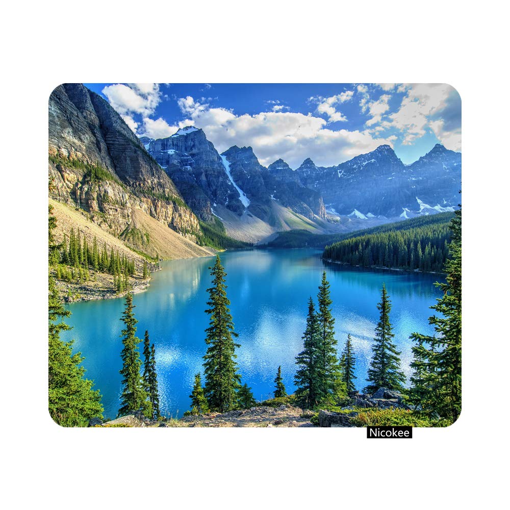 Canadian Rockies Moraine Lake Banff Landscape Gaming Mouse Pad - Non-Slip Rubber Surface for PC, Laptop & Office (9.5x7.9 Inch) - Perfect for Gaming, Work & Home Office Setup