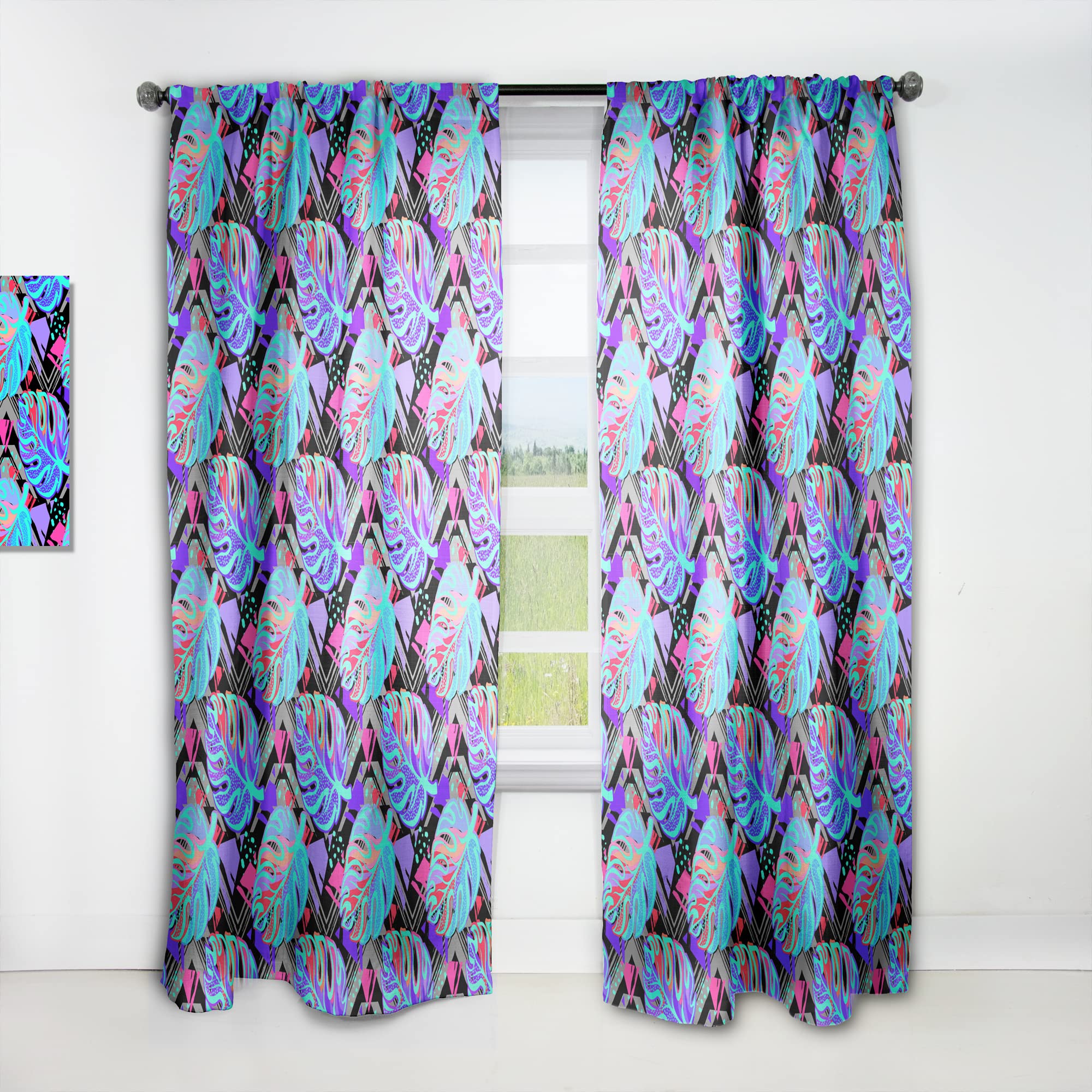 DesignQ Thermal Insulated Curtains - Exotic Leaves Pattern Single Panel (52x108) for Bedroom & Living Room | Blackout Drapes for Privacy, Energy Saving & Home Decor