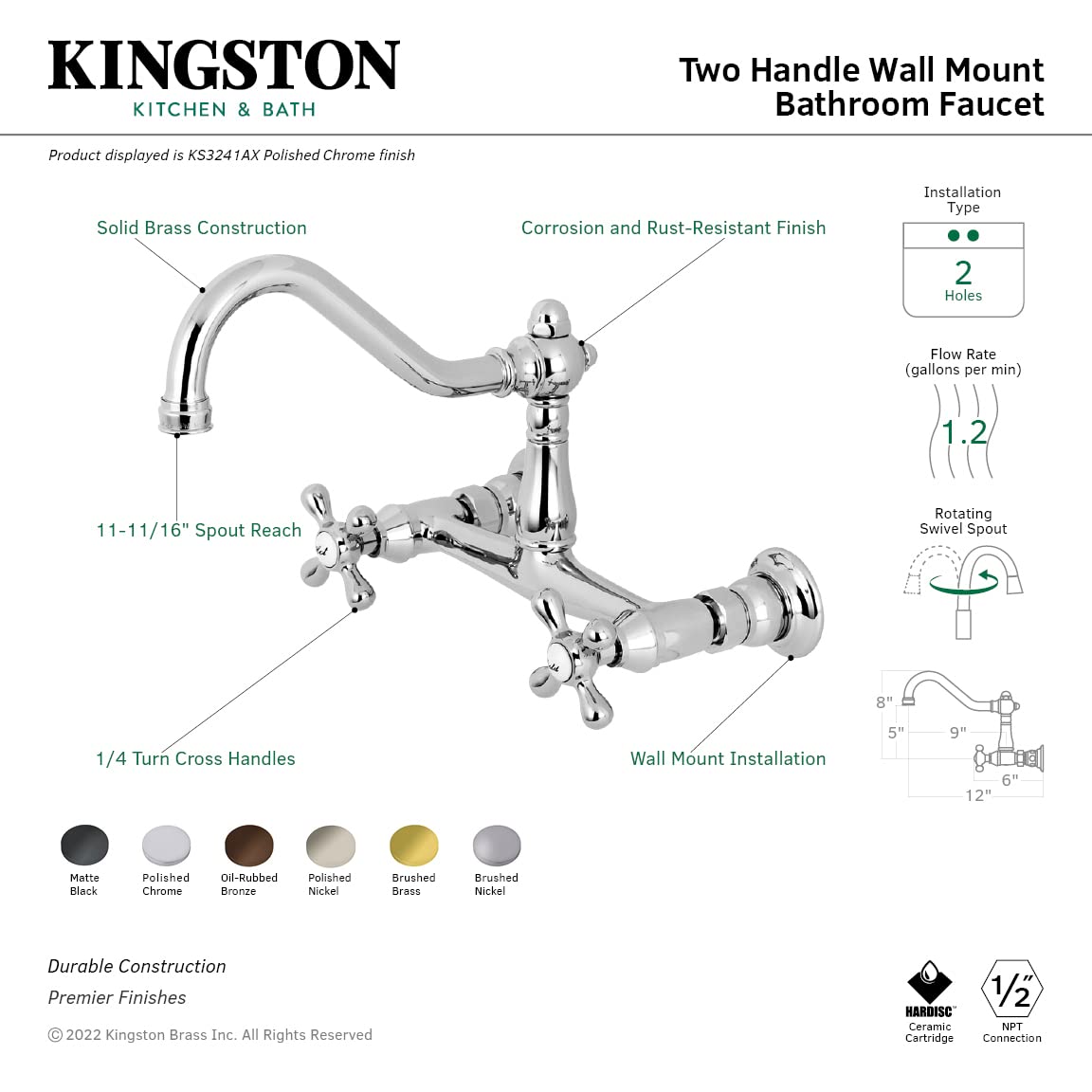 Elements of Design ES3245AX Oil Rubbed Bronze Vessel Sink Faucet - Modern Bathroom Faucet for Vanity, Powder Room & Luxury Home Decor