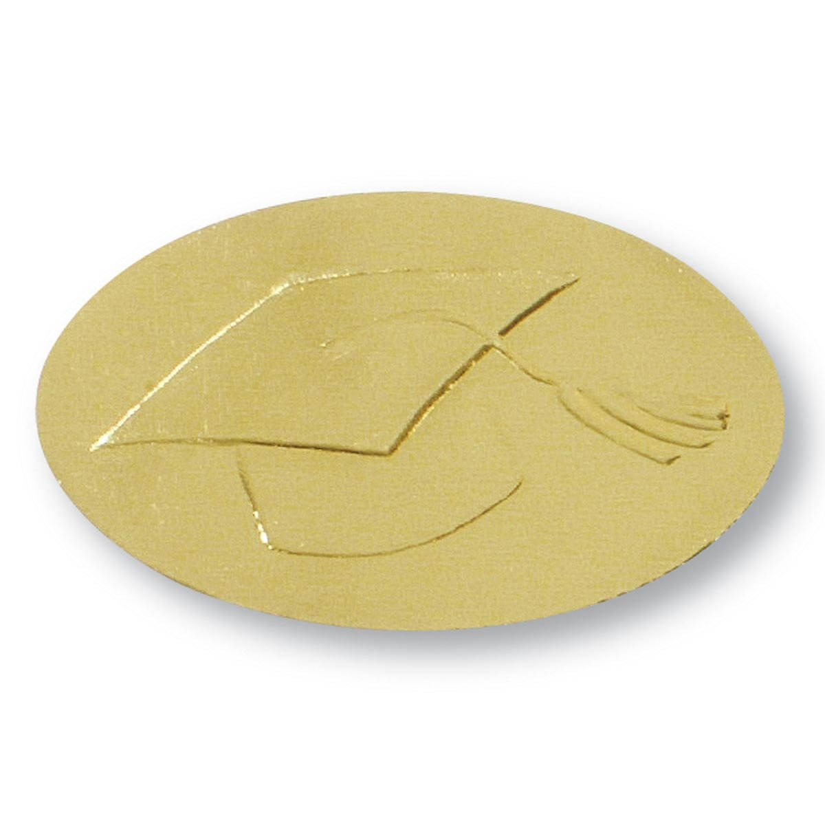 PaperDirect Graduation Cap Embossed Gold Foil Seals - 30 Count Pack - Perfect for Diploma Certificates, Awards & Commencement Decorations