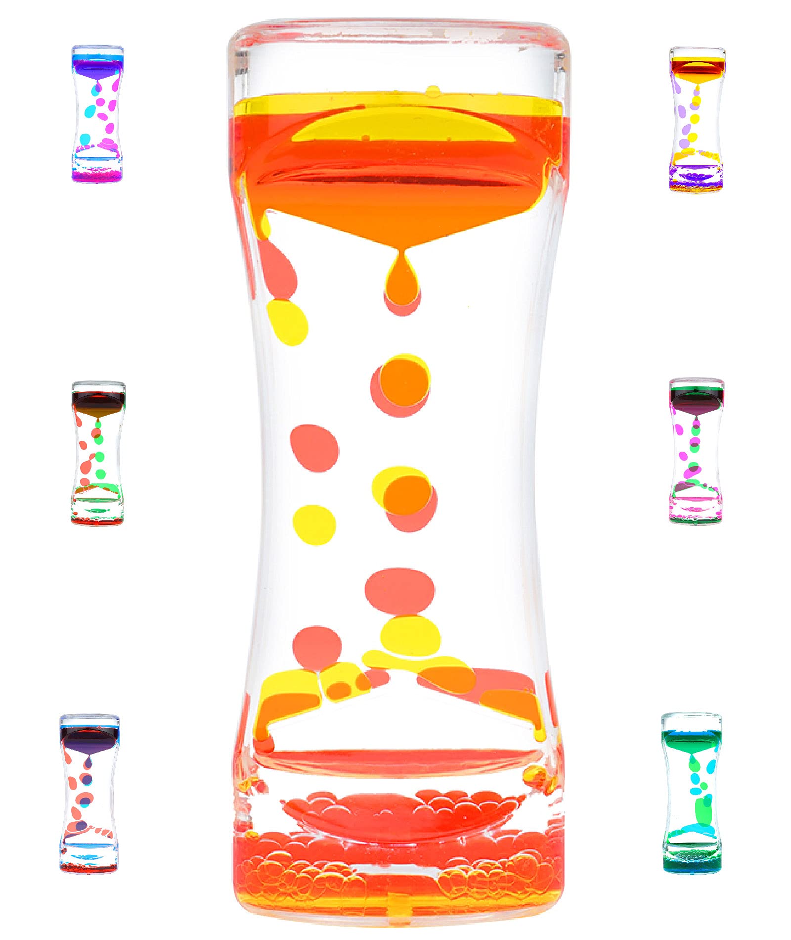 Liquid Motion Bubbler Timer - Diamond Shaped Sensory Toy for Stress Relief, Autism, ADHD & Focus - Desk Decor for Kids & Adults - Penguin Themed Home Office Ornament (Red/Yellow) - Perfect for Classroom, Therapy & Anxiety Relief