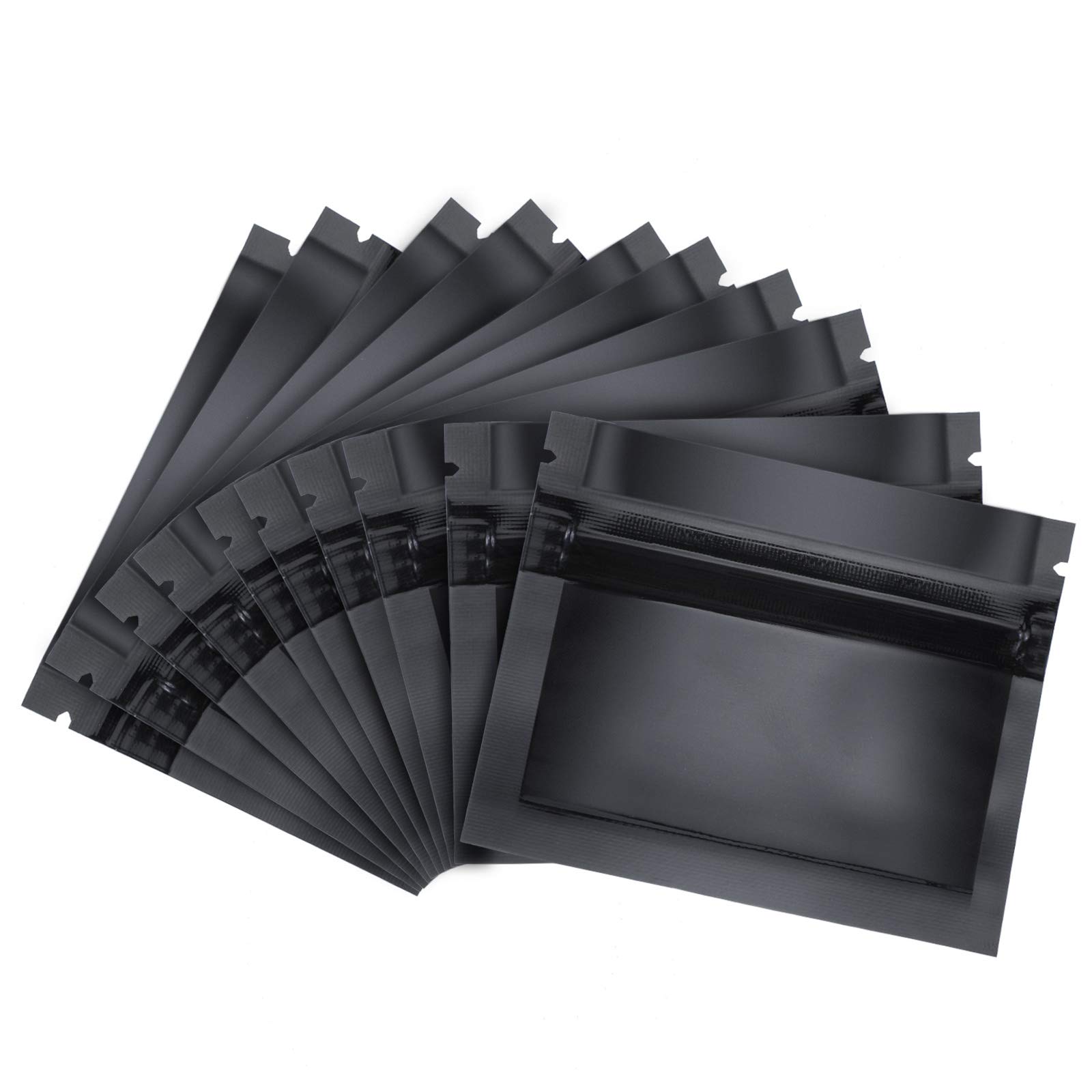 100 Pack Smell Proof Resealable Mylar Bags - 3x2.6 Inch Black Flat Pouch for Storage | Airtight Food, Herb, Snack & Travel Containers | Perfect for Kitchen, Camping & Party Supplies