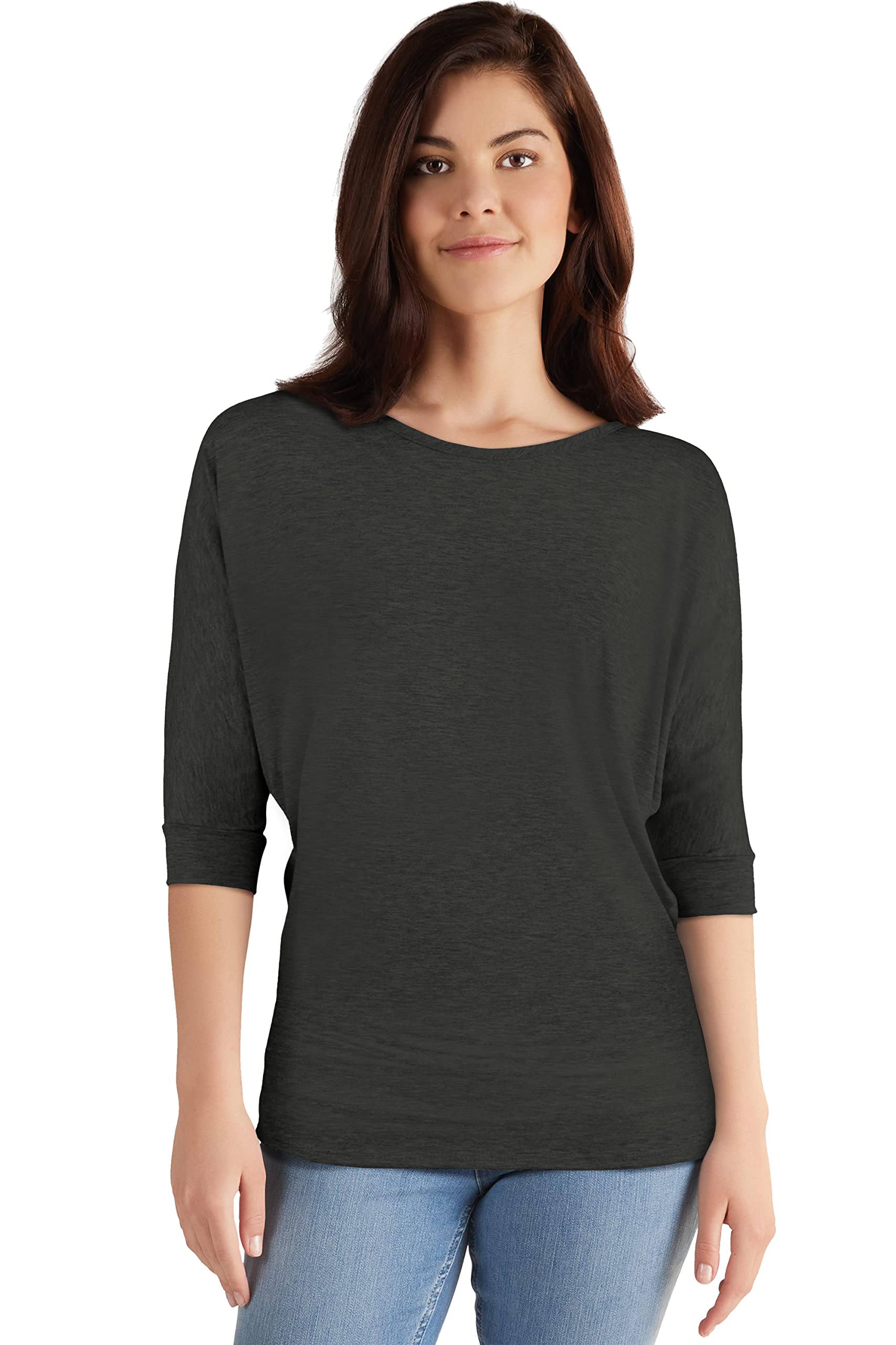 Hybrid & Company Women's Super Comfy Boat Neck Dolman Top Shirt - Soft Stretchy Casual Blouse for Everyday Wear, Work & Weekend Outfits