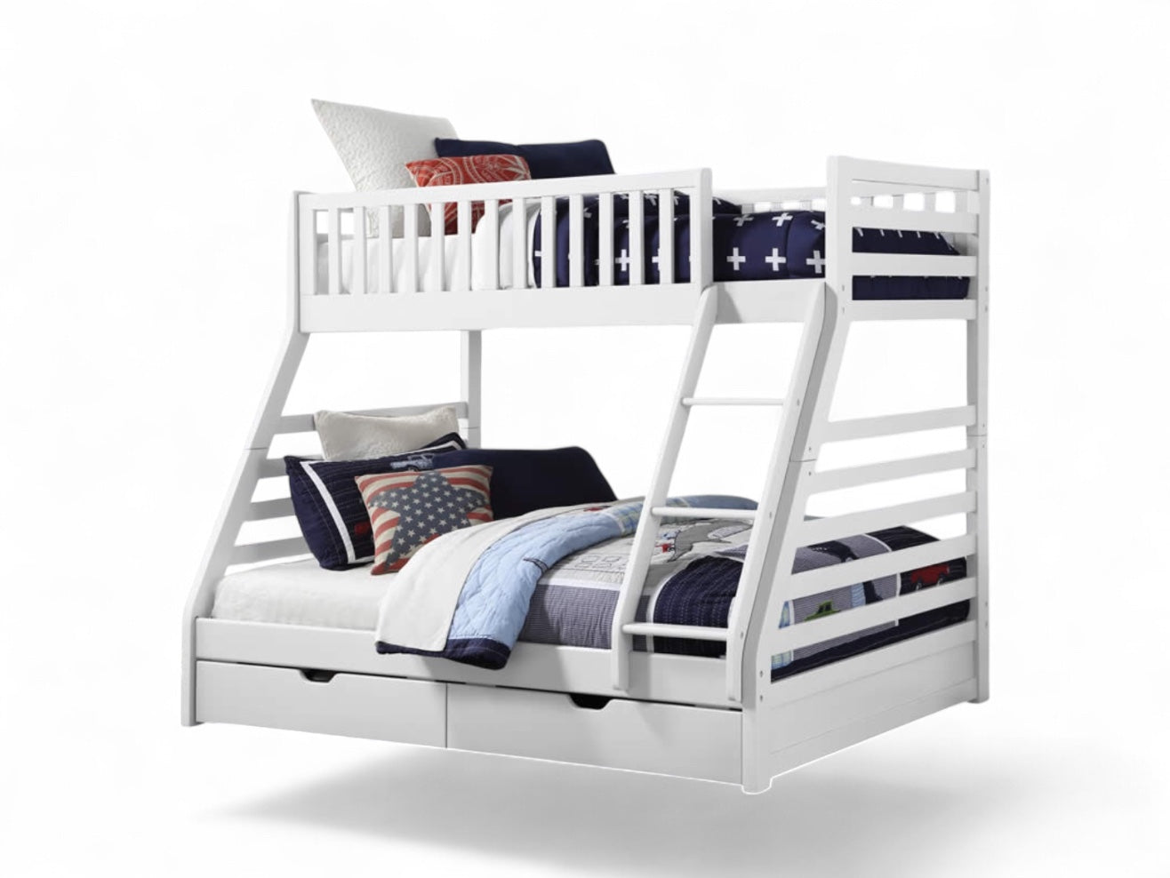 Starlink Wooden Bunk Bed with Storage Drawers - Twin Over Full Size Space-Saving Loft Bed for Kids, Teens & Guest Rooms