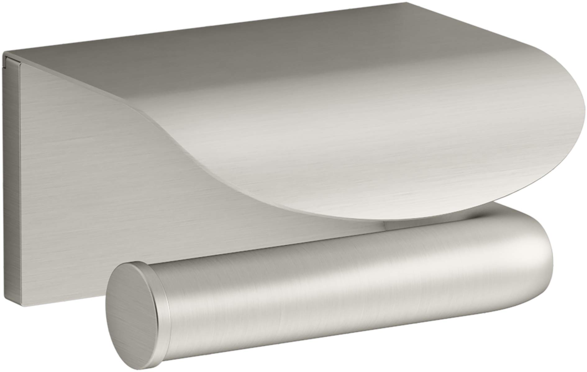Kohler 97503-BN Avid Covered Toilet Paper Holder - Brushed Nickel Bathroom Tissue Dispenser for Modern Home & Commercial Use