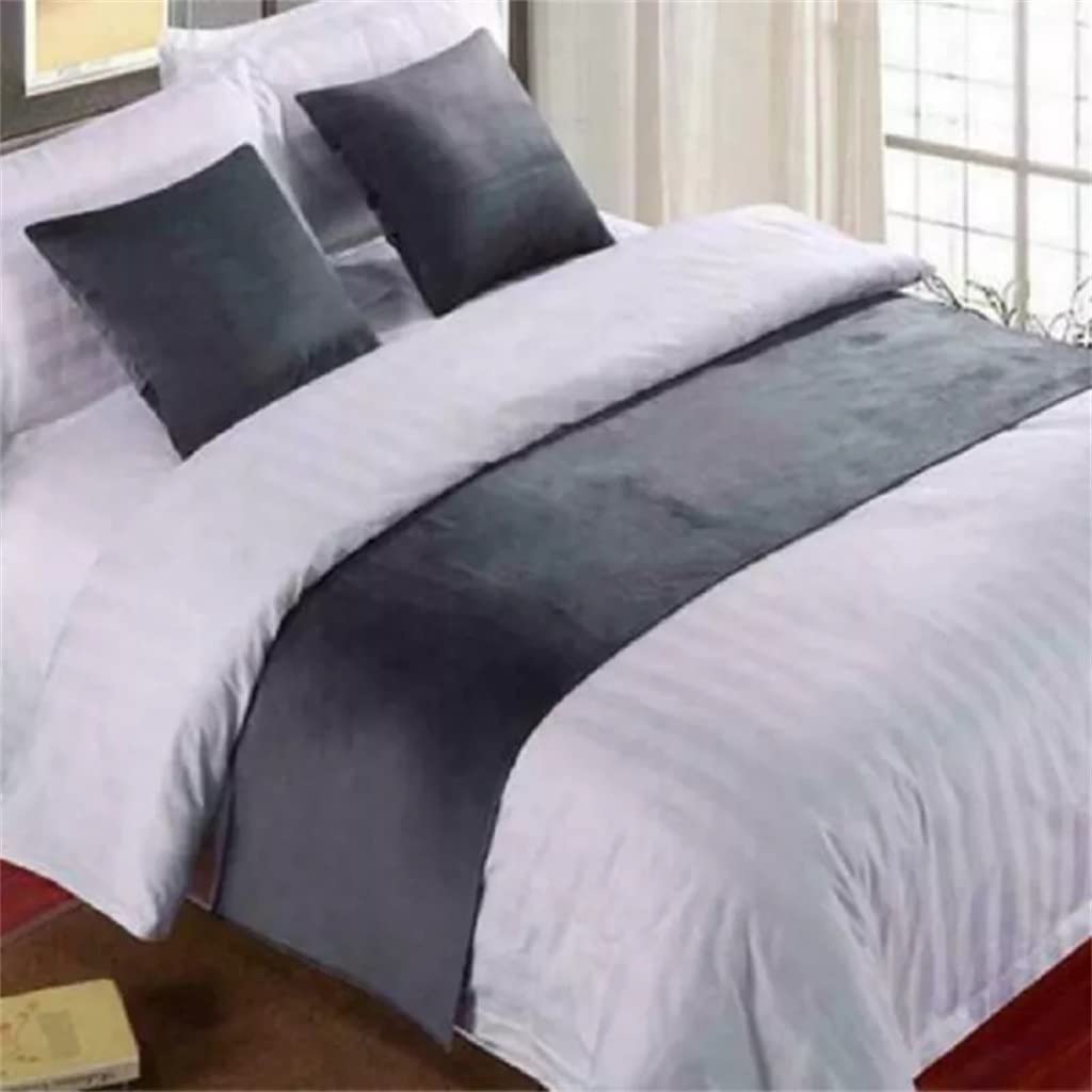 Luxury Velvet Bed Runner - 50x210cm Gray European Style Wedding Bedroom Decoration for Hotels & Home Décor - Perfect for Weddings, Bedroom Accents & Upscale Hotel Styling