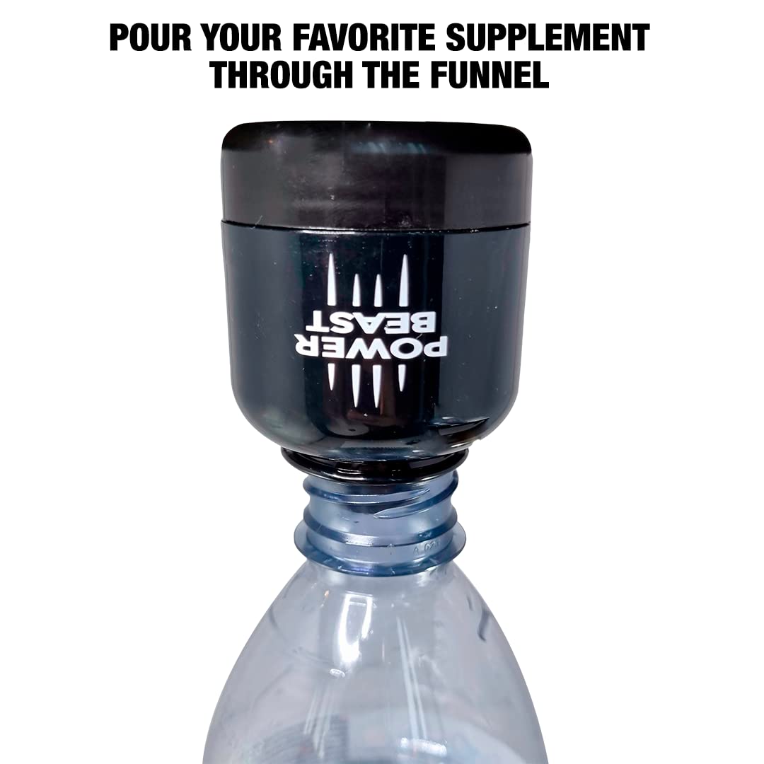 POWER BEAST 2X Protein Powder & Supplement Funnel Keychain - Portable Protein Container for Gym, Workouts, Fitness & Travel - Leak-Proof To-Go Storage (2-Pack) - Perfect for Bodybuilding, Hiking & On-the-Go Nutrition