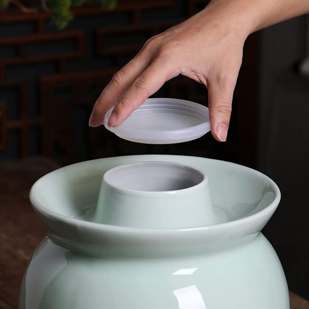 Premium Thickened Porcelain Pickling Jar with 2 Airtight Lids - Ceramic Fermentation Crock for Kimchi, Sauerkraut, Pickles & Vegetables | Food-Grade Storage Container for Homemade Fermented Foods | Ideal for Kitchen, Pantry & DIY Food Preservation