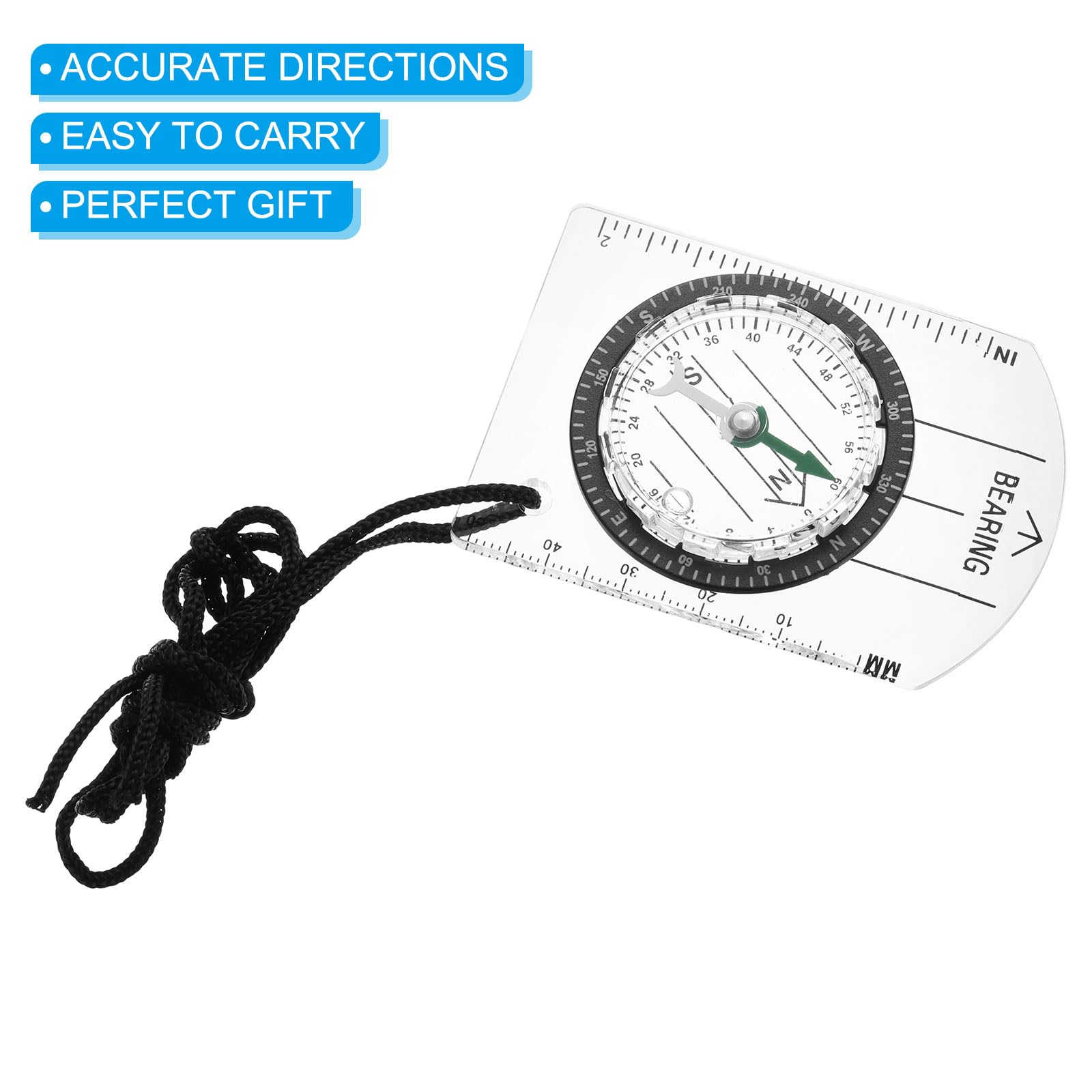 PATIKIL Orienteering Compass - Professional Hiking & Backpacking Compass with Declination Scale for Outdoor Navigation | Perfect for Camping, Survival, and Adventure Travel | Durable & Accurate Map Compass (White)