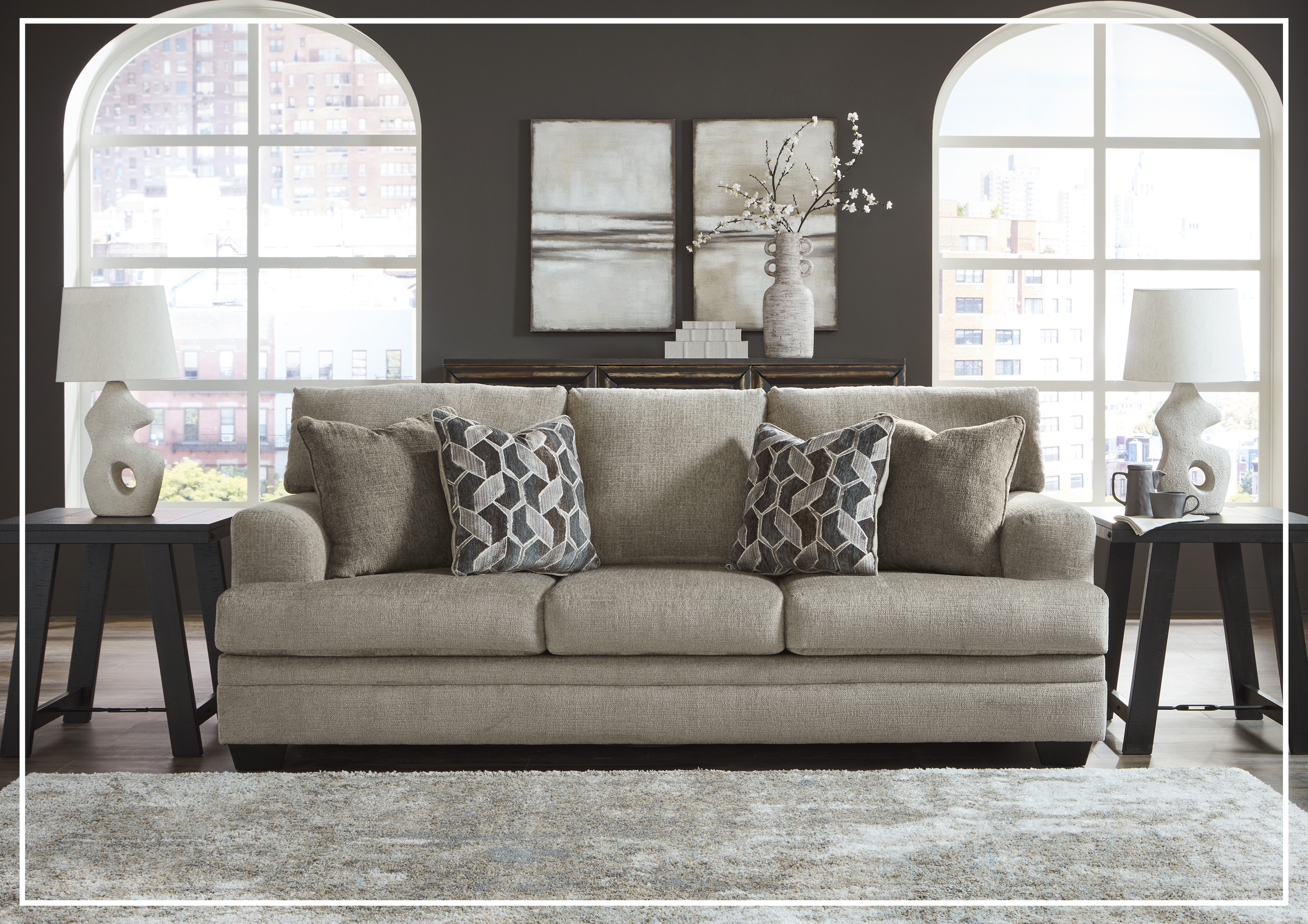 Gio Italia Seabrook 3-Seater Queen Sofa Bed with Taupe Upholstery - Convertible Sleeper Sofa for Living Room, Guest Room & Small Spaces