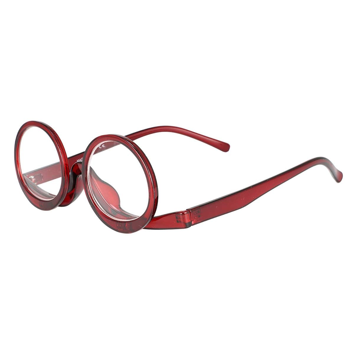 Queenbox +1.0 Magnifying Makeup Glasses with Flip Lens - Reading & Cosmetic Eyewear for Women (Red) - Perfect for Makeup Application, Reading & Close-Up Work