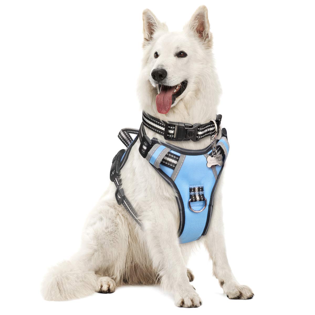 WINSEE No Pull Dog Harness with Adjustable Reflective Oxford Vest - Front & Back Leash Clips for Small Medium Large XL Dogs - Easy Control Handle for Walking, Running & Outdoor Adventures