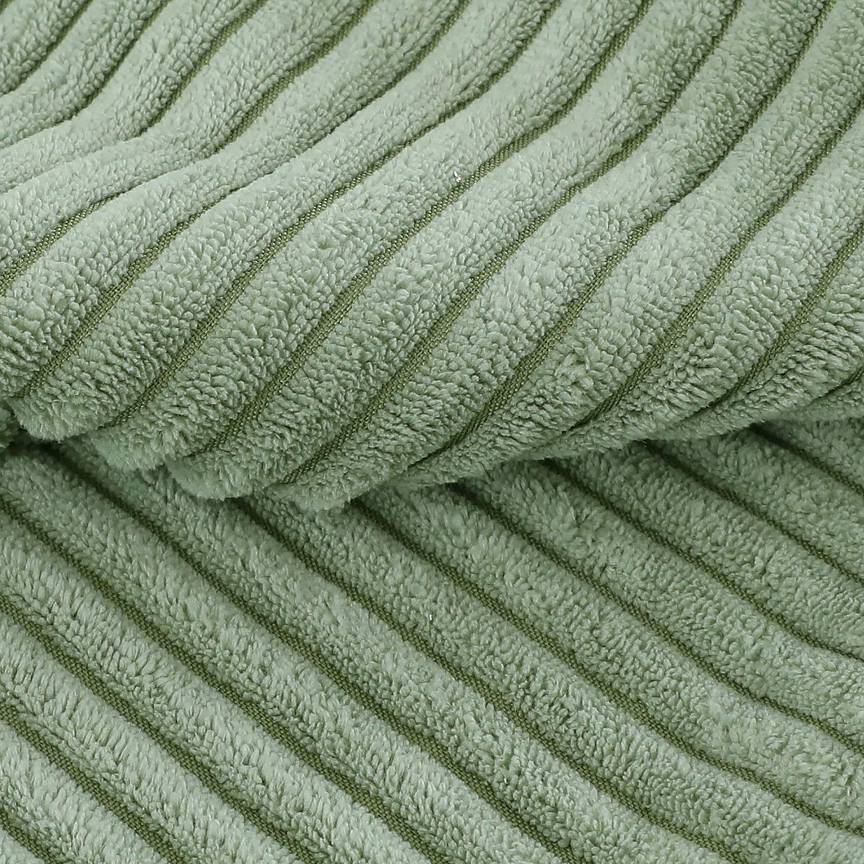 Sage Green Boho Throw Pillow Covers 20x20 Inch - Soft Striped Farmhouse Decorative Cushion Covers with Pom Poms - Set of 2 for Couch, Sofa, Bed, Chair & Outdoor Use - Perfect for Living Room, Patio & Home Decor