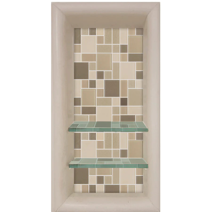 Freedom 60 Alcove Brown Sugar Sistine Stone & Tuscany Mosaic DIY Shower Remodel Kit with Free Shampoo Niche - Waterproof Bathroom Wall Tile for Shower Surround, Backsplash, and Wet Area Installation