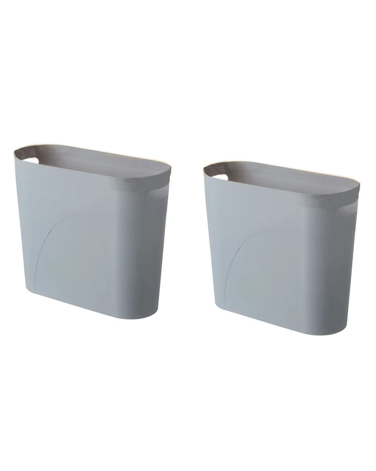 3 Gallon Slim Plastic Bathroom Trash Can - Set of 2, Grey - Perfect for Small Spaces, Under Sink & Vanity Organization