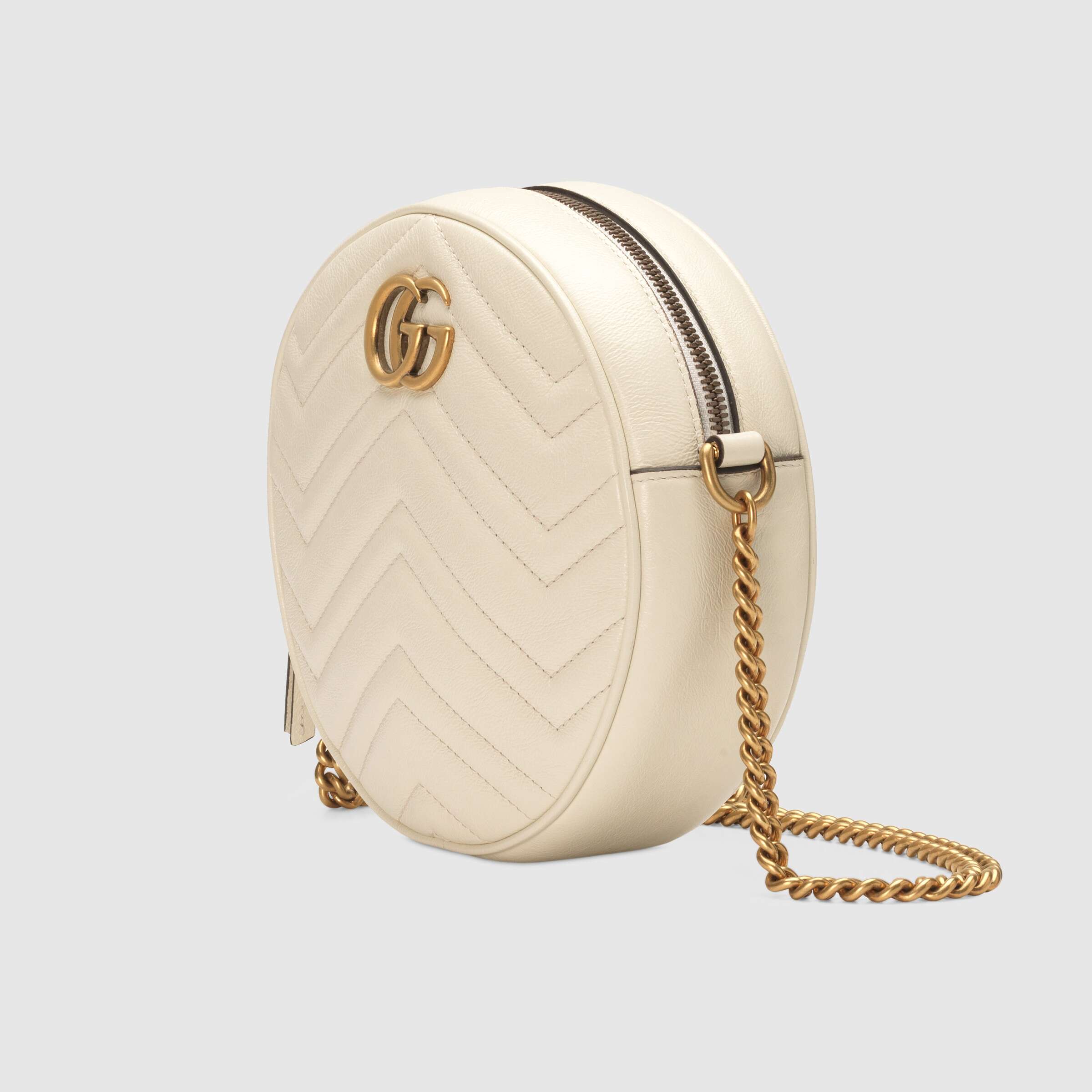 Gucci GG Marmont Mini Round Shoulder Bag in White | Luxury Leather Crossbody Purse for Women | Perfect for Date Night & Evening Events